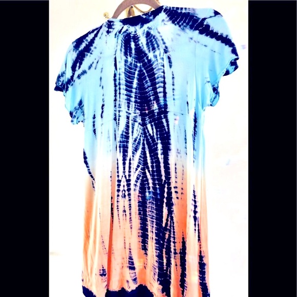 Free people tie-dye chain detail tunic top a butterfly sleeve Jersey knit M - Picture 7 of 13